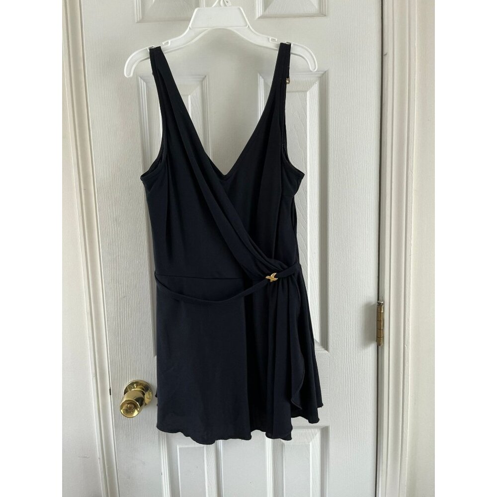 Vintage 1950s " Roxanne Bra Sized" Black Adjustable Straps One-Piece Swimsuit At
